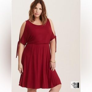 Torrid 2 wine Red Cold Shoulder Jersey Skater Dress